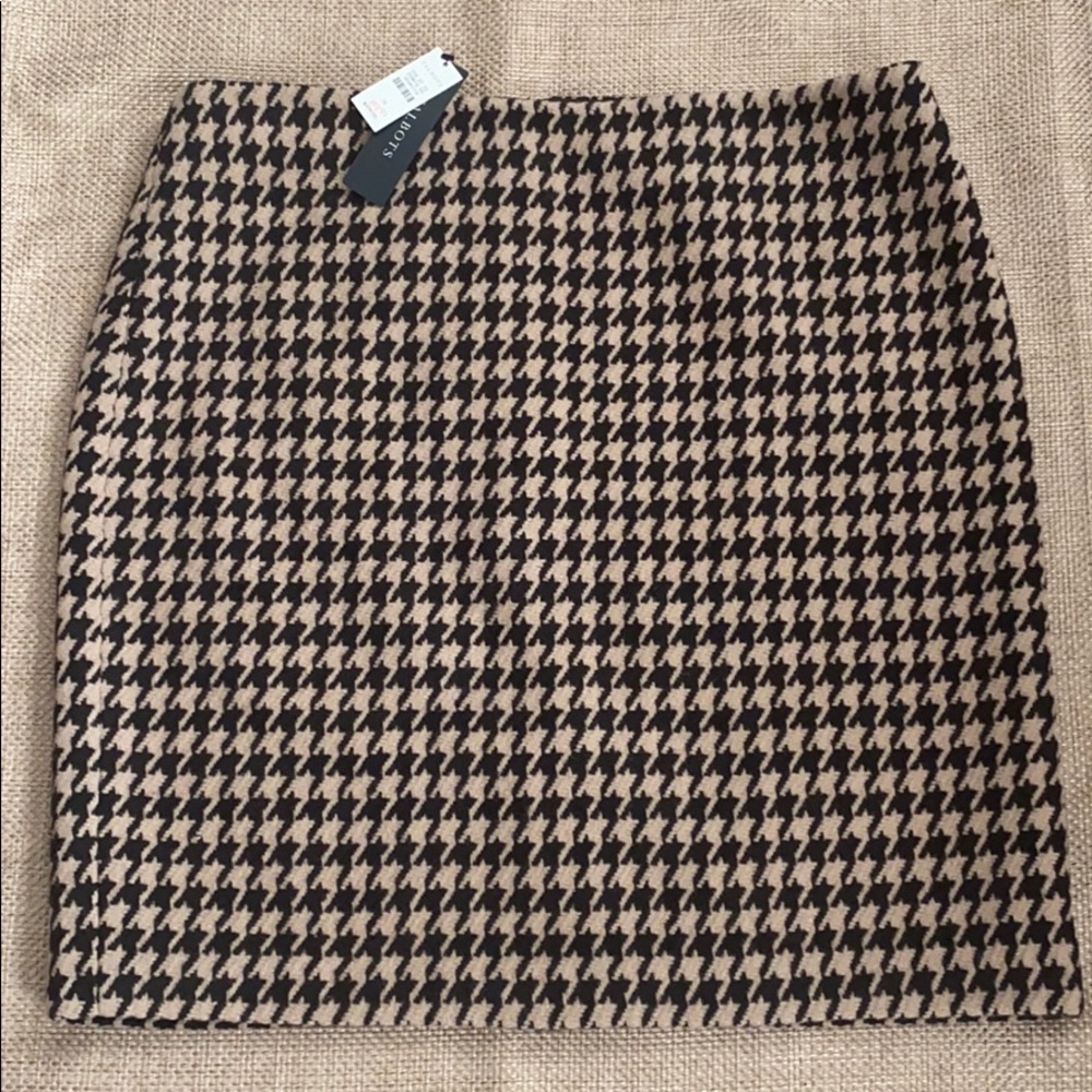 Talbots Brown Wool Houndstooth Skirt Sz 14